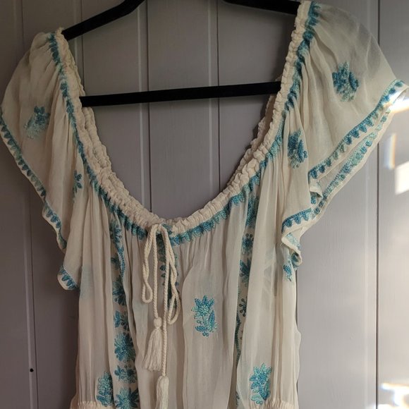 FREE PEOPLE Paisley Park Sheer Peasant Blouse - Picture 9 of 16